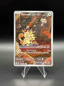 Team Rocket's Meowth 203/182 Holo Illustration Rare Destined Rivals Pokemon Card - Image 1