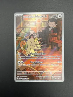 Team Rocket's Meowth 203/182 Holo Illustration Rare Destined Rivals Pokemon Card - Image 3