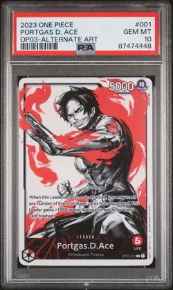 One Piece Portgas D. Ace Alt Art Leader Pillars Of Strength ENG OP03-001 PSA 10 - Image 1
