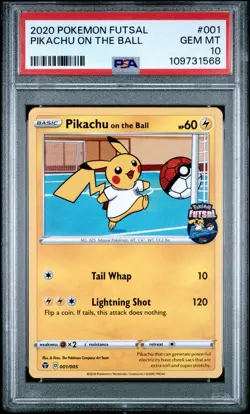 2020 POKEMON FUTSAL #001 PIKACHU ON THE BALL PSA 10 - Image 1