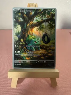 Bulbasaur Oddish Bellsprout Pokemon Card DISPLAY ART - Image 1