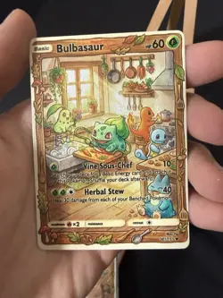 Cooking Bulbasaur Charmander Squirtle Chikorita Pokemon Card DISPLAY ART CARD - Image 2