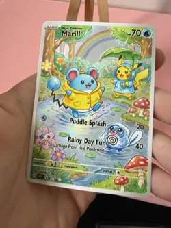Rain Marill Pikachu Poliwag Pokemon Card Display Art Card - Image 2