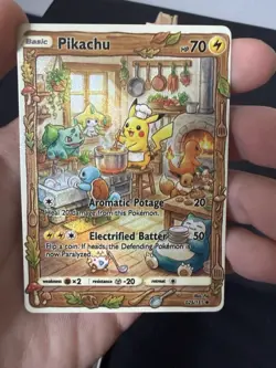 Cooking Pikachu Squirtle Bulbasaur Eevee Snorlax Pokemon Card DISPLAY ART CARD - Image 2