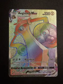 Pokemon TCG Aegislash VMAX Rainbow Secret Rare Card 190/185 Vivid Voltage - Image 1