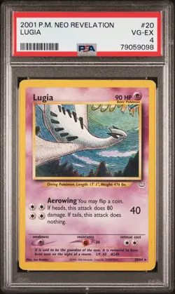 2001 Pokemon Neo Revelation Lugia 20/64 Rare Non-Holo Vintage WOTC Card PSA 4 - Image 1