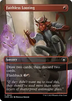 MTG Faithless Looting - Foil - Borderless, Commander Masters, Lightly Played, En - Image 1