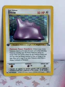Pokemon Card - 1st Edition Ditto 3/62 Holo Unlimited Holo Rare - Fossil - HP - Image 1