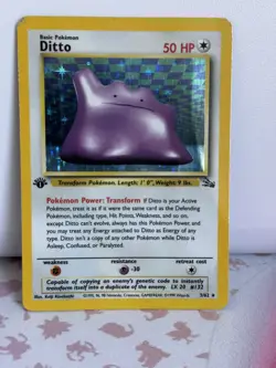 Pokemon Card - 1st Edition Ditto 3/62 Holo Unlimited Holo Rare - Fossil - HP - Image 2