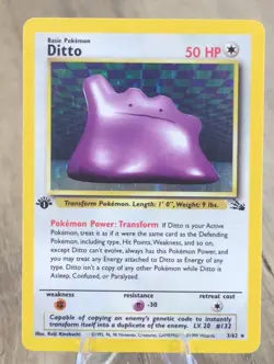 Vintage Pokemon Ditto 3/62 1st Edition Fossil Holo Rare - Image 1