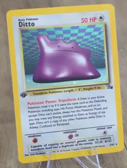 Vintage Pokemon Ditto 3/62 1st Edition Fossil Holo Rare - Image 2