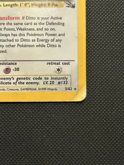 Ditto 3/62 | Base Set Fossil | Holo Pokemon Card HP - Image 5