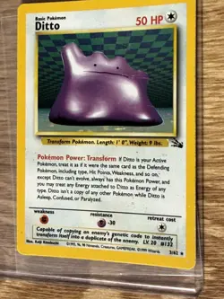 Ditto 3/62 Fossil Holo Rare Pokemon Card 1999 WoTC MP-HP - Image 2