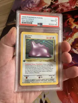 PSA 8 NM - MT 1ST EDITION POKEMON FOSSIL HOLO - DITTO 3/62 WOTC 1999 - Image 1