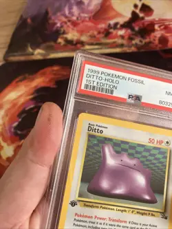 PSA 8 NM - MT 1ST EDITION POKEMON FOSSIL HOLO - DITTO 3/62 WOTC 1999 - Image 5