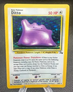 Ditto 3/62 - Fossil Unlimited Holo Rare Pokemon TCG - Image 1