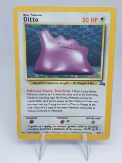 Ditto 3/62 Fossil Holo Rare Unlimited Vtg Pokemon Card 1999 WoTC MP-HP - Image 2