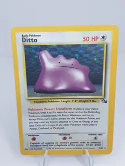 Ditto 3/62 Fossil Holo Rare Unlimited Vtg Pokemon Card 1999 WoTC MP-HP - Image 3
