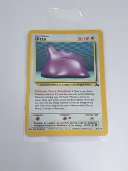 Ditto 3/62 Fossil Holo Rare Unlimited Vtg Pokemon Card 1999 WoTC MP-HP - Image 4