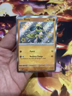 RIOLU - Baby Shiny Holo Rare 173/091 PALDEAN FATES POKEMON CARD - NM - Image 1