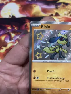 RIOLU - Baby Shiny Holo Rare 173/091 PALDEAN FATES POKEMON CARD - NM - Image 2
