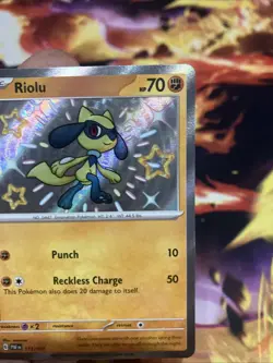 RIOLU - Baby Shiny Holo Rare 173/091 PALDEAN FATES POKEMON CARD - NM - Image 3