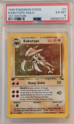 Pokemon 1999 Fossil Kabutops Holo 1st Edition 9/62 PSA 6 Graded - Image 1