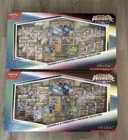 x2 Prismatic Evolutions Lucario ex Tyranitar Ex Premium Collection Box Pokemon - Image 1
