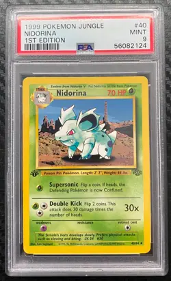 1999 Pokemon Jungle 1st Edition 40 Nidorina PSA 9 - Image 1