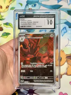 2023 Pokemon Scizor Obsidian Flames 205/197 Illustration Rare Holo CGC 10 - Image 1