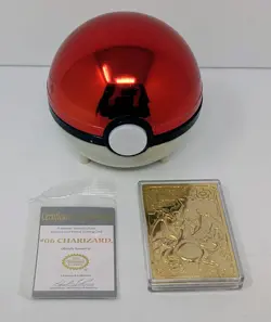 Charizard Pokemon 23K Gold Plated Trading Card 1999 Burger King w Pokeball & COA - Image 1