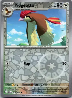 Pidgeotto 017/165 Common 151 Pokemon Reverse Holo Near Mint - Image 1