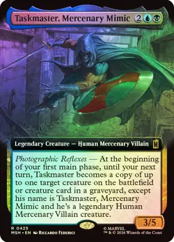 MTG FOIL Taskmaster, Mercenary Mimic Extended Art - Marvel Super Heroes #425 - Image 1