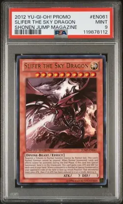 2012 Yu-Gi-Oh! Slifer the Sky Dragon JUMP-EN061 PSA 9 Ultra Rare Promo - Image 1