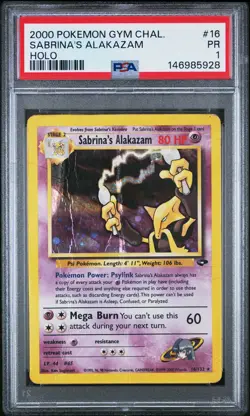 2000 POKEMON GYM CHALLENGE HOLO #16 SABRINA'S ALAKAZAM PSA 1 - Image 1