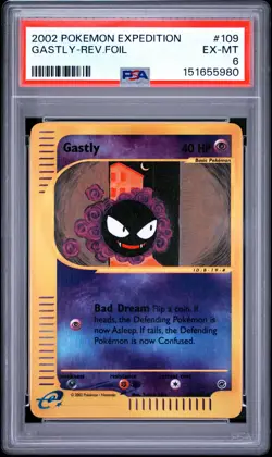 2002 Pokemon Expedition #109 Gastly Reverse Foil PSA 6 EX-MT - Image 1