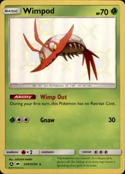 Wimpod SV4/SV94 Hidden Fates Shiny Vault Shiny Rare Pokemon NM/M - Image 1