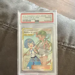 Pokemon TCG Cosmic Eclipse Mallow & Lana 231/236 Full Art Holo PSA 10 - Image 1