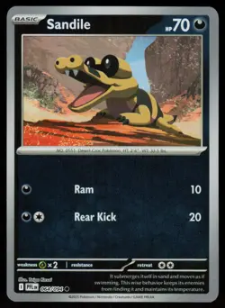 Sandile 064/094 Common Phantasmal Flames Pokemon Reverse Holo Near Mint - Image 1