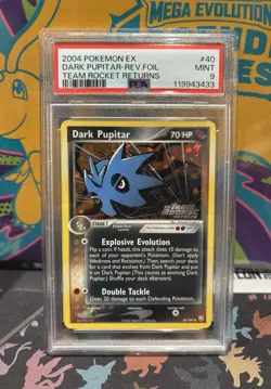 PSA 9 Dark Pupitar Reverse Holo 2004 EX Team Rocket Returns 40/109 Pokemon TCG - Image 1
