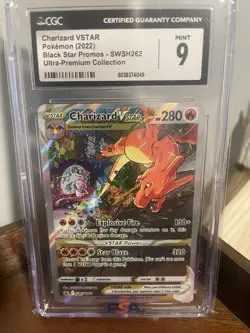 Pokemon 2022 Charizard v Star SWSH262 Black Star Promo Card CGC 9 - Image 1
