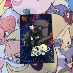 Giovanni & Persian Blue Holo Box Hit Team Rocket Database Pokemon Card - Image 1