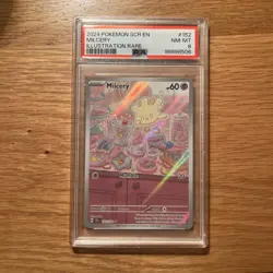 Pokemon TCG Milcery Stellar Crown Illustration Rare Card 152/142 PSA 8 - Image 1