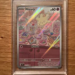 Pokemon TCG Milcery Stellar Crown Illustration Rare Card 152/142 PSA 8 - Image 2