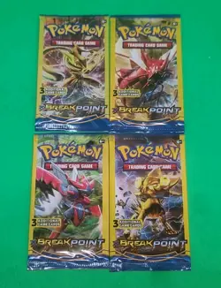 Pokemon XY BREAKpoint 3 Card Mini Booster Packs Complete Art Set Lot of 4 Sealed - Image 1