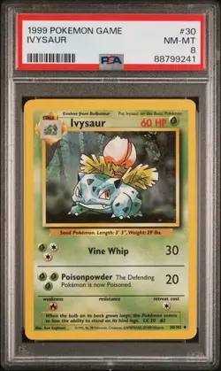 1999 Pokemon Base Set Ivysaur #30 PSA 8 NM-MT WOTC Vintage Graded Card - Image 1
