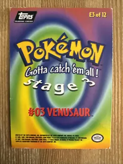 1999 Topps Pokemon The Movie BLACK Logo Holo Venusaur #3 E3 of 12 DMG - Image 2