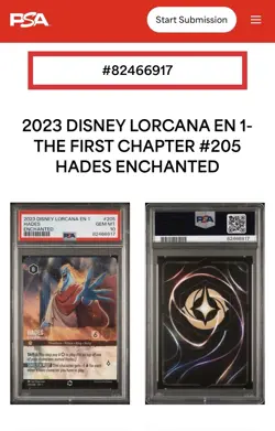 2023 DISNEY LORCANA EN 1-THE FIRST CHAPTER #205 HADES ENCHANTED Psa 10 GEM MINT - Image 3