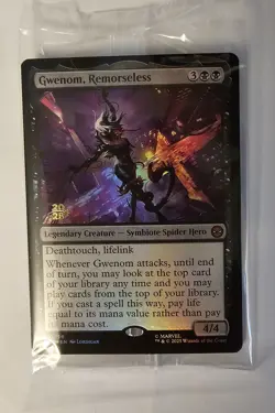 Prerelease FOIL GWENOM, REMORSELESS mtg SEALED Spider-Man Mythic PROMO - Image 1