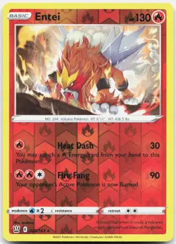 Entei 020/163 Holo Rare Battle Styles Pokemon Reverse Holo NM/M - Image 1